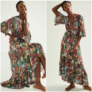 Anthropologie x Farm Rio Fiesta Wrap Maxi Dress sz Small